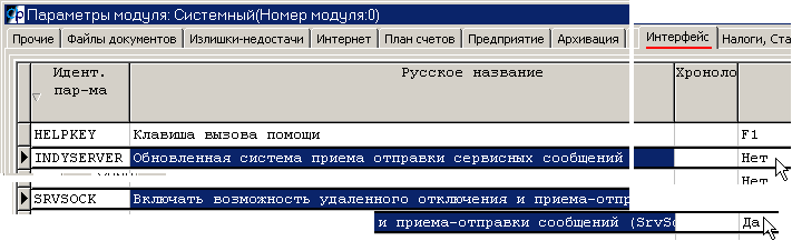 Значение "Да" параметра "SRVSOCK" разрешает работу с подключениями, значение "Нет" - запрещает. Значение "Нет" параметра "INDYSERVER" указывает "Фабиус" использовать TCP порты, начиная с номера 6433, а значение "Да" - TCP порты, начиная с номера 9433.